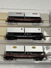 N-Scale 3xAtlas Flatcars mit Trailerladung