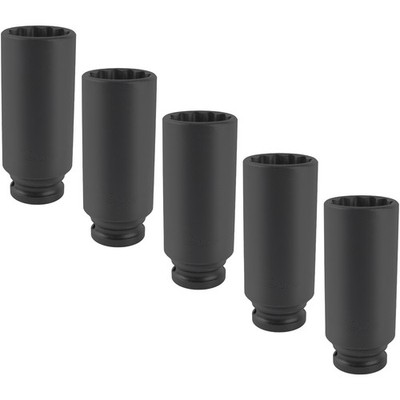5x TECPO KRAFT-STECKSCHLÜSSEL-EINSATZ 1/2'' SW 27mm ANTRIEBSWELLEN VIELZAHN NUSS