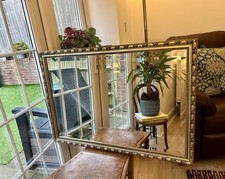 Large Ornate Gold Wall Mirror with Beveled Glass (83 x 58 cm)