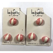 6 Pink and White Shank Buttons 5/8" + 2 - 7/8" Matching Sewing Buttons vn