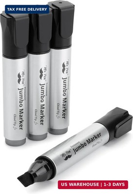 Mr. Pen- Jumbo Permanent Markers, 4 Pack, Black, Chisel Tip, Wide Tip, Large, Th