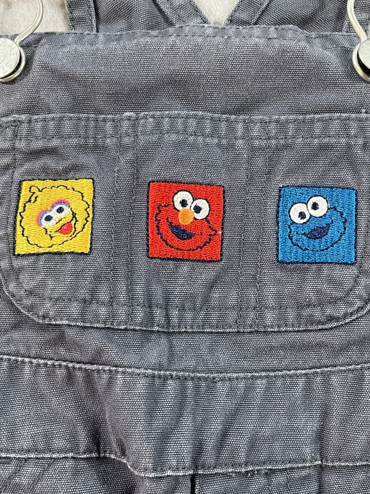 The Cutest Vintage Sesame Street Gray Denim Overalls Embroidered Size 18 Months - Image 3 of 4