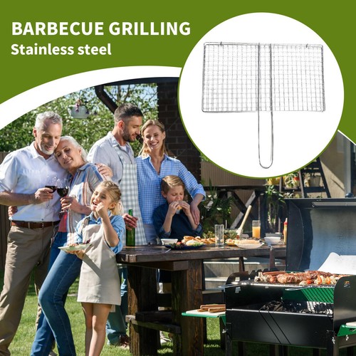 Cesta Parrilla Barbacoa Barbacoa Parrilla Cesta Acero Inoxidable Grande Plegable - Imagen 12 de 14