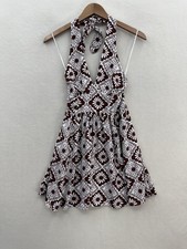 Urban Outfitters Women’s Small Brown White Print Halter Dress Medium NWT