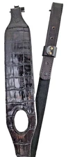 Padded Rifle Firearm Sling with Authentic Alligator Gator skin leather strap