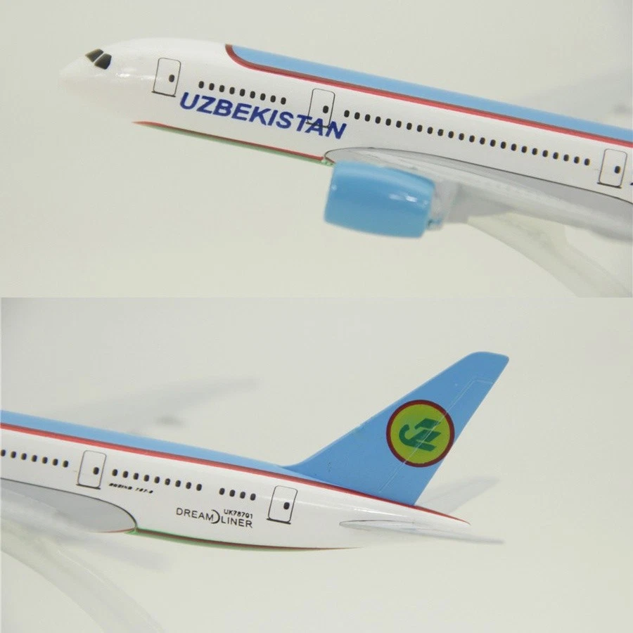 Modellino aereo pressofuso in lega 1:400 Uzbekistan Airways 16 cm Boeing... - Immagine 4 di 4