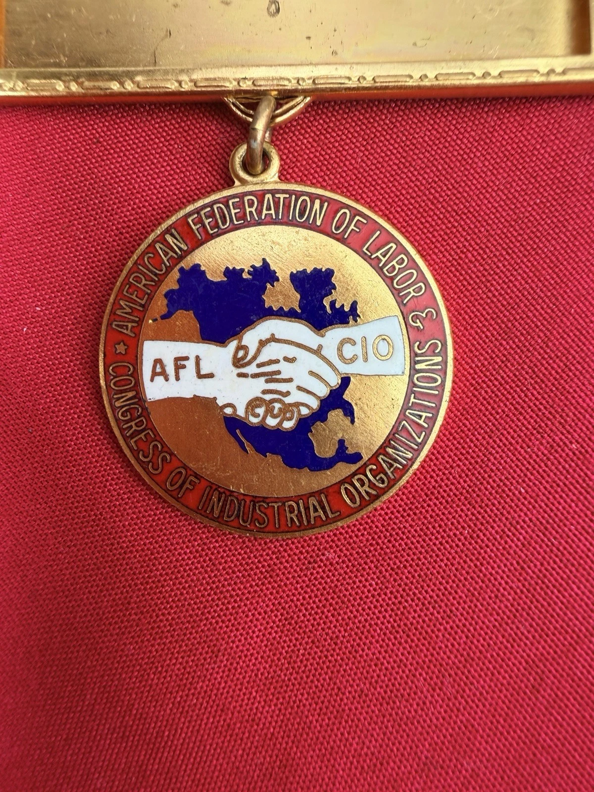 Vtg 1959 AFL-CIO 3rd Biennial Convention Blank Badge San Francisco Bastian Gold image 2