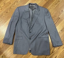 Hickey Freeman Blazer 44 Reg Gray Striped 100% Wool USA Made Mens Blazer (A102)