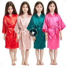 Girl Nightgown Satin Silk Toddler Teen Pink Robes Summer Sleepwear Children's Ki