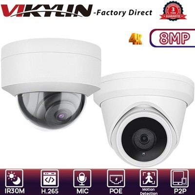 Vikylin MINI Dome/Turret Viewer Monitor IR30M 8MP POE Security Camera Onvif MIC