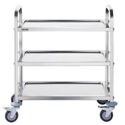 400lbs VEVOR 3-Tier Stainless Steel Rolling Medical Cart, Lockable Universal