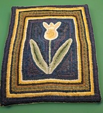 ANTIKER HANDGEFERTIGTER HAKEN TEPPICH MITTELSTÜCK ODER WANDBEHANG 21" x 17,5"