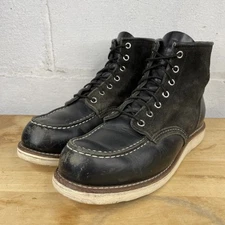 Red Wing Shoes Mens Sz 9.5D Classic Moc 8818 2nds Black Chrome/Abilene Roughout