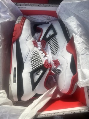 Air Jordan 4 Retro White/Fire Red/Black/Tech Grey Size 10.5