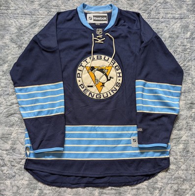 PITTSBURGH PENGUINS Blue Alternate Jersey sz XL Reebok Winter Classic  Blank