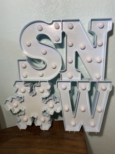 Winter Christmas indoor Decoration, SNOW Marquee Light Up Sign Light Blue