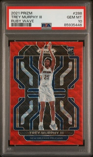 2021 Panini Prizm #288 Trey Murphy III Ruby Wave RC PSA 10 GEM Pelicans Rookie