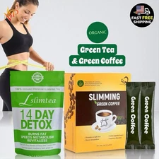 Green Tea Slimming Detox Tea & Green Coffee Weight Loss Diet Drinks (2 Pack)