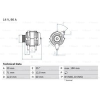 Bosch Generator Lichtmaschine 90A 14V FüR Fiat Palio Weekend Doblo Cargo Stilo