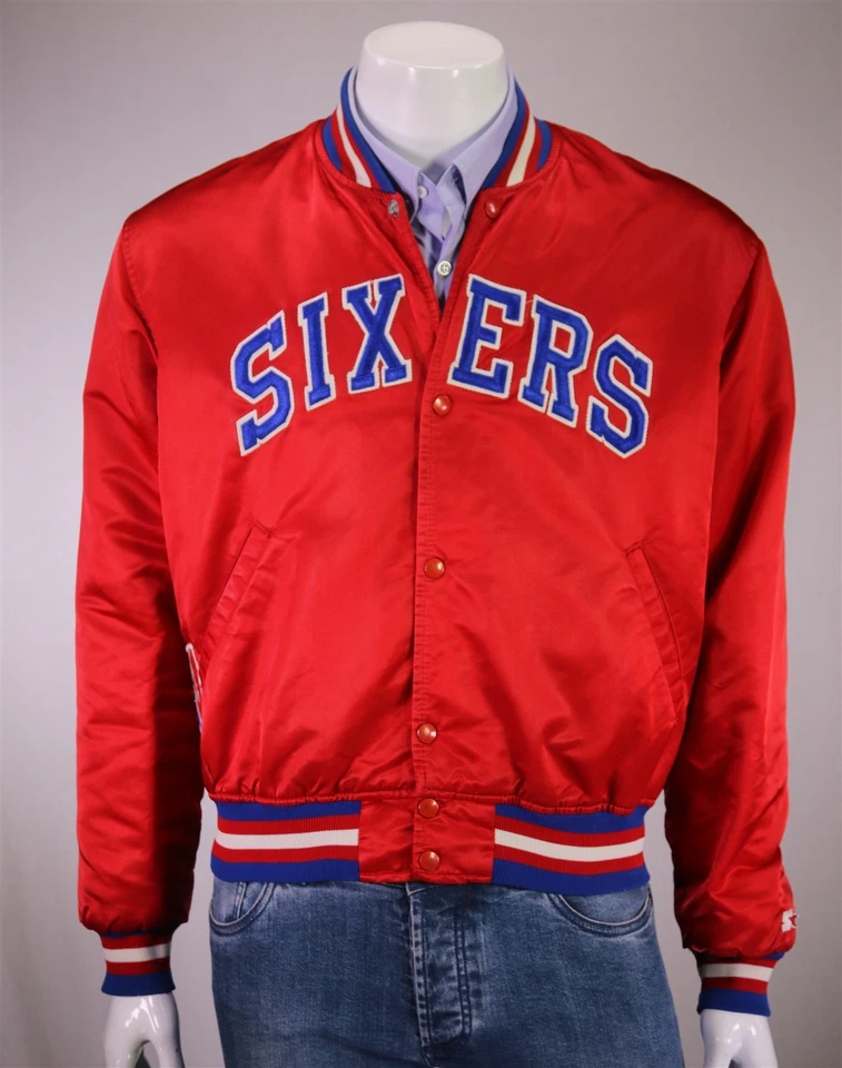 Chaqueta Philadelphia 76ers Sixers Vintage Starter Satén Años 80 Pro Line Dr. J Grande Foto 2 de 4