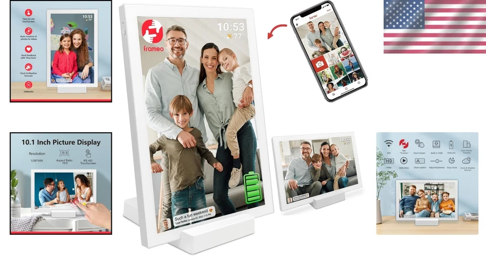 Frameo 10.1" WiFi Picture Frame, Auto-Rotate, Share Moments - Image 2 of 4