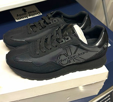 Calvin Klein Jeans Men's Black CK Logo Lace-Up Low Top Athletic Sneakers