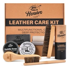 Leather Boot Care Kit - 9 PCS Saddle Soap, Mink Oil, Waterproofing Wax