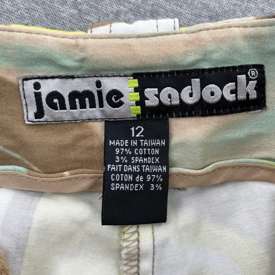 Vintage Y2K Jamie Sadock Bermuda Shorts Womens 12 Yellow Brown Retro Abstract   - Image 3 of 4