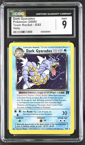 CGC 9 Dark Gyarados Holo 8/82 Team Rocket Pokemon 2000 Swirl