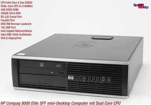 HP COMPAQ ELITE 8000 SFF SMALL COMPUTER PC WINDOWS XP PARALLEL PORT LPT 4GB 250G - Bild 2 von 7