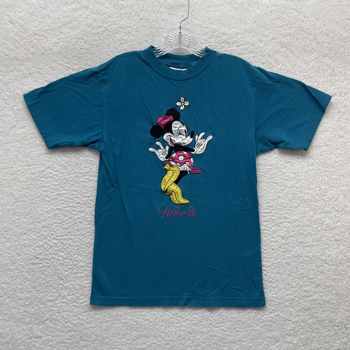 Vintage Minnie Mouse T-Shirt Small Blue Embroidered Disney Store