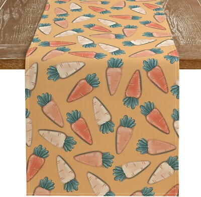 ARKENY Easter Table Runner - 13'' X 60'', Orange w/ carrots