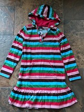 NWT Sz M 8 Gap Kids Stripe Velour Hoodie Hooded Dress Holiday Brights Pink Red