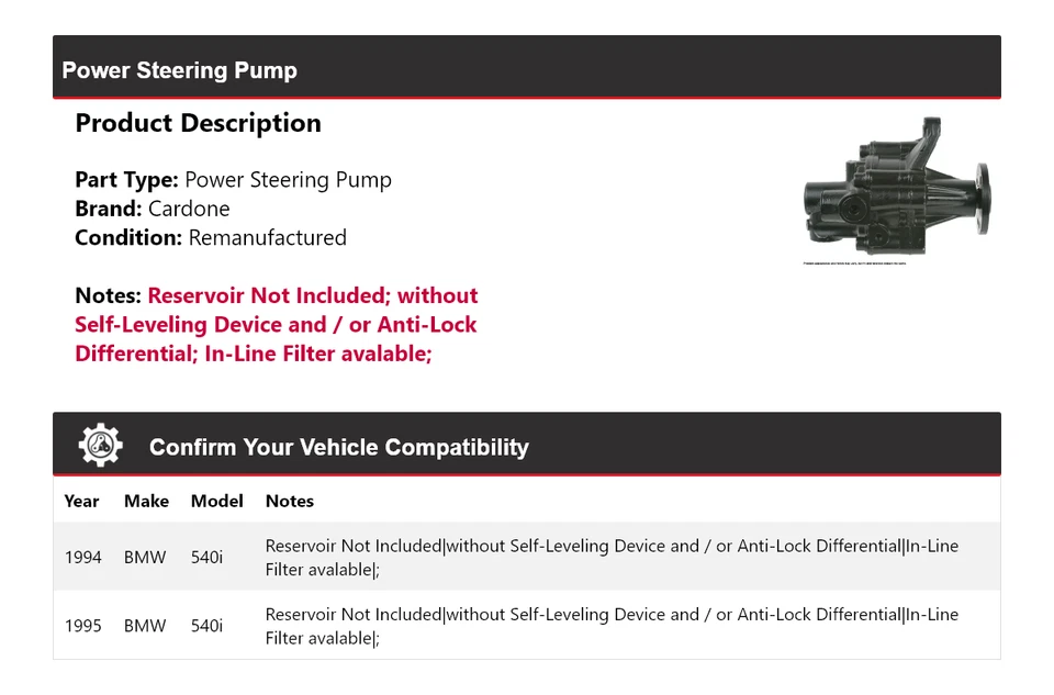 Bomba de dirección asistida de cartón para BMW 540i 1994-1995 Foto 2 de 4