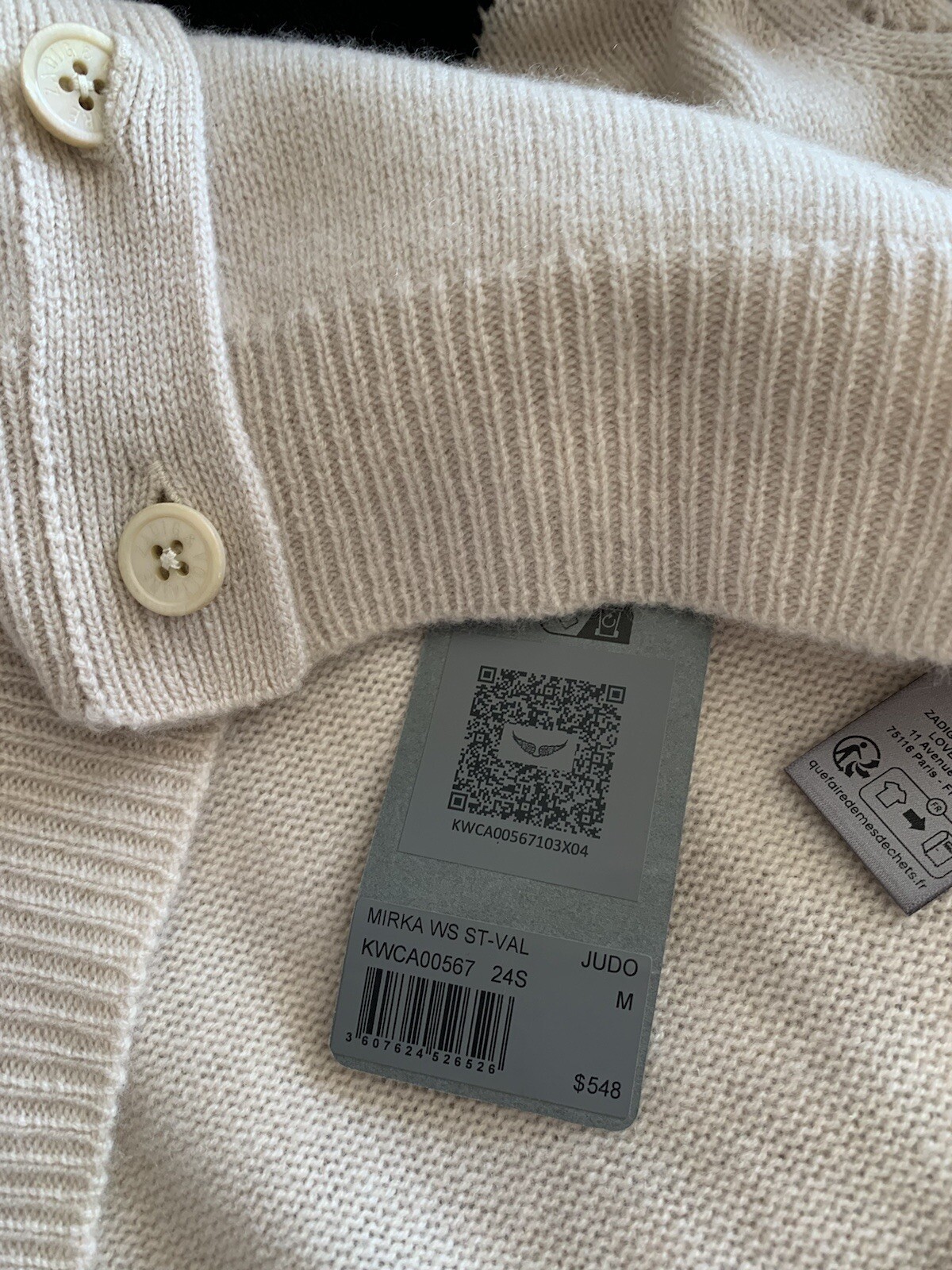 2024 Zadig & Voltaire Mirka Cardigan Sweater Jumper Cashmere Size M  $548 image 6