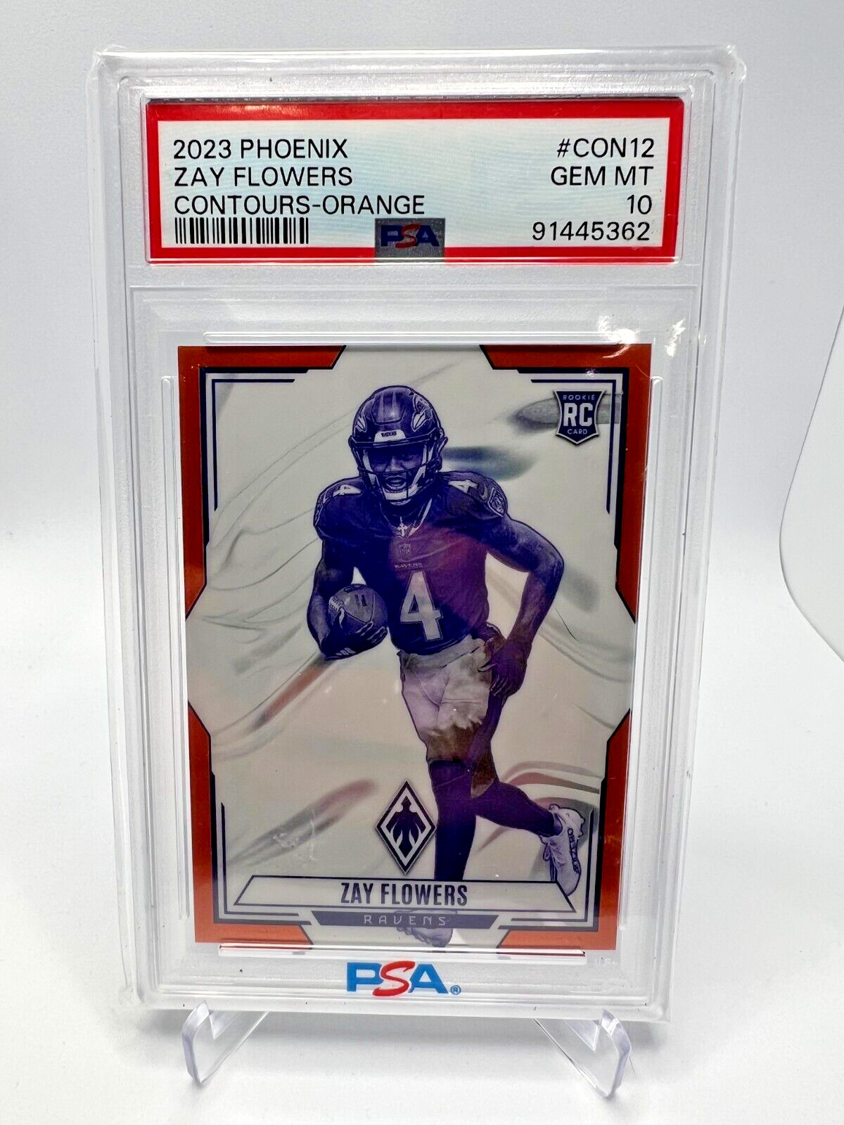 Zay Flowers 2023 Panini Phoenix /99 Contours  Orange RC Ravens PSA 10