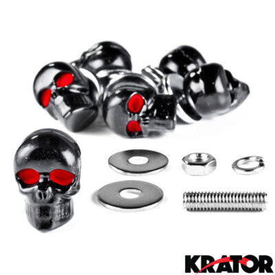 MOTORCYCLE SKULL BOLTS WINDSHIELD LICENSE PLATE HOLDER SKELETON EYES HARDWARE