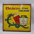 VTG Milton Bradley Chinese Star Checkers Wood Board No. 4180 + 54 Marbles 1930s