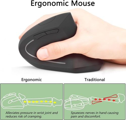 2.4G Wireless Ergonomic Optical Vertical Mouse 1600 DPI 6 Buttons USB Receiver - Picture 7 of 8
