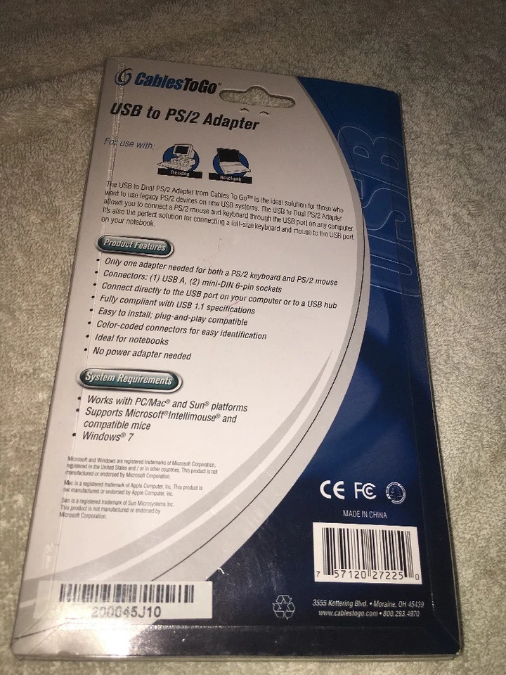 C2G 27225 1FT USB TO PS/2 KEYBOARD/MOUSE ADAPTER CABLE-BRAND NEW-SHIPS N 24 HRS  - Image 3 of 3