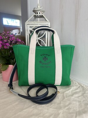 未使用美品⭐︎TORYBURCH Bag⭐︎ New Tory. Burch Canvas Tote BRight Grass | eBay