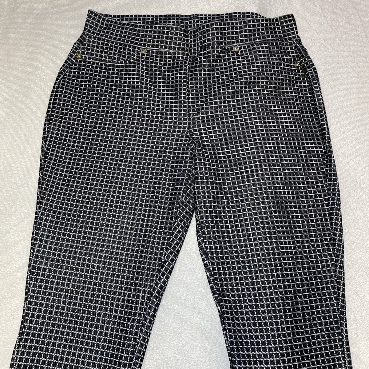 Michael Kors Women's Check Cropped Wear to Work Pants Black Size