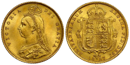 GREAT BRITAIN Victoria 1887 AV Half-Sovereign. NGC MS65. KM 766; SCBC-3869.