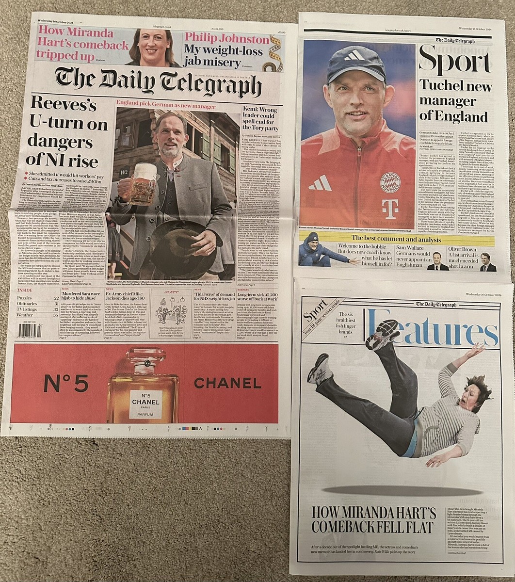 The Daily Telegraph 16th October 2024 16/10/24 Thomas Tuchel New
