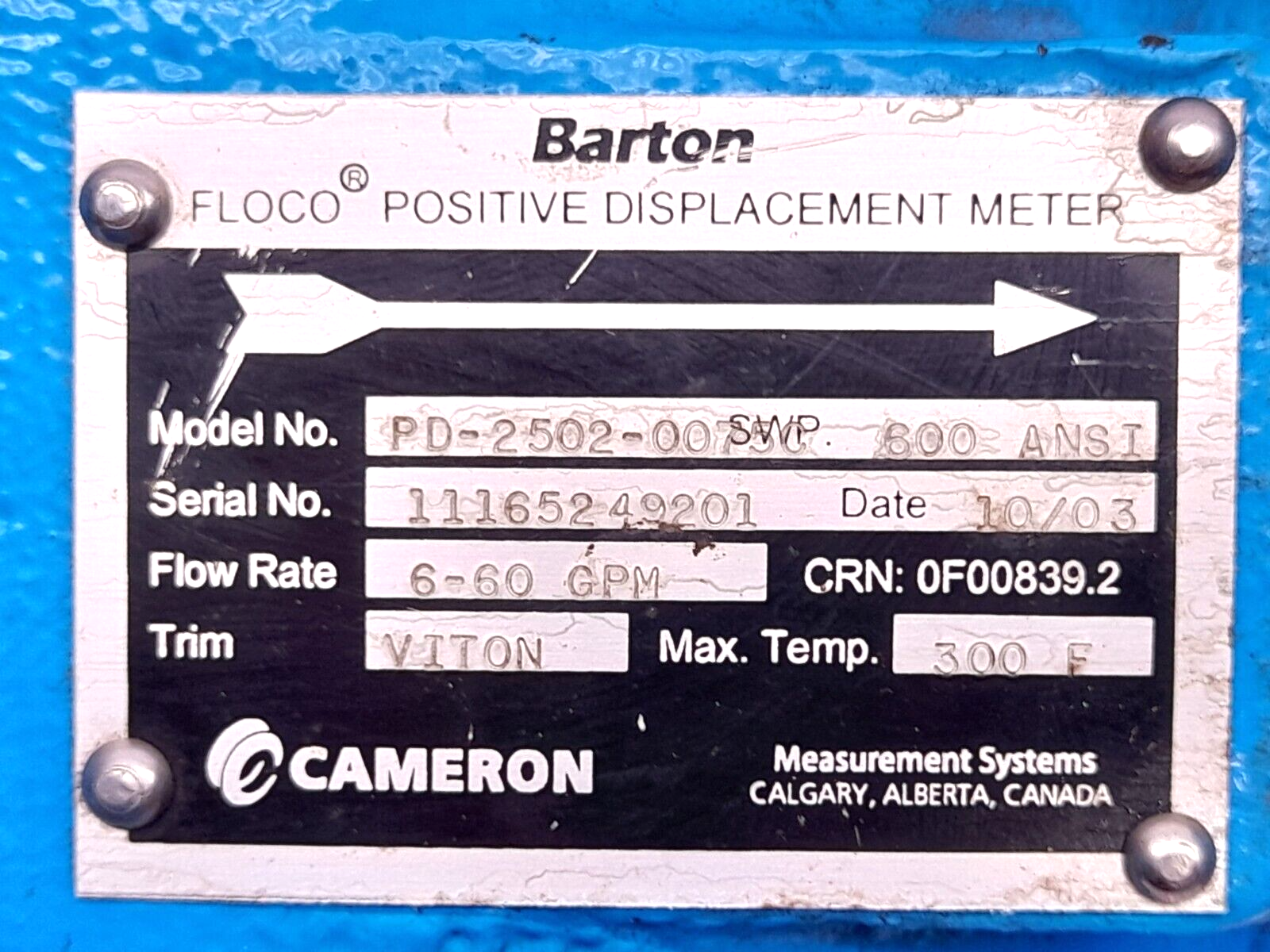 Cameron Barton PD-2502-0075C SWP 600 ANSI Floco Positive 