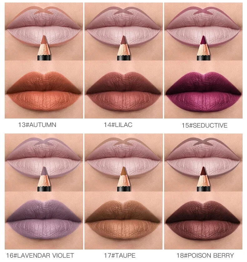 12Pcs Set Women Waterproof Lipstick Long Lasting Matte Lip Liner Pencil Lip Pen - Image 2 of 4