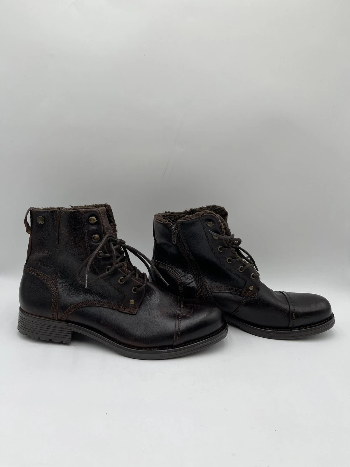 Pajar Faux Shearling Cap Toe Zip Boots Brown Size 45