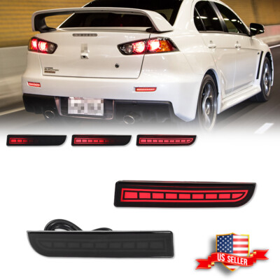 #ad #ad Smoke Bumper Reflector LED Tail Brake Signal For Mitsubishi Lancer Evo Outlander $24.99