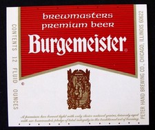 Peter Hand BURGEMEISTER beer label IL 12oz Var. #1