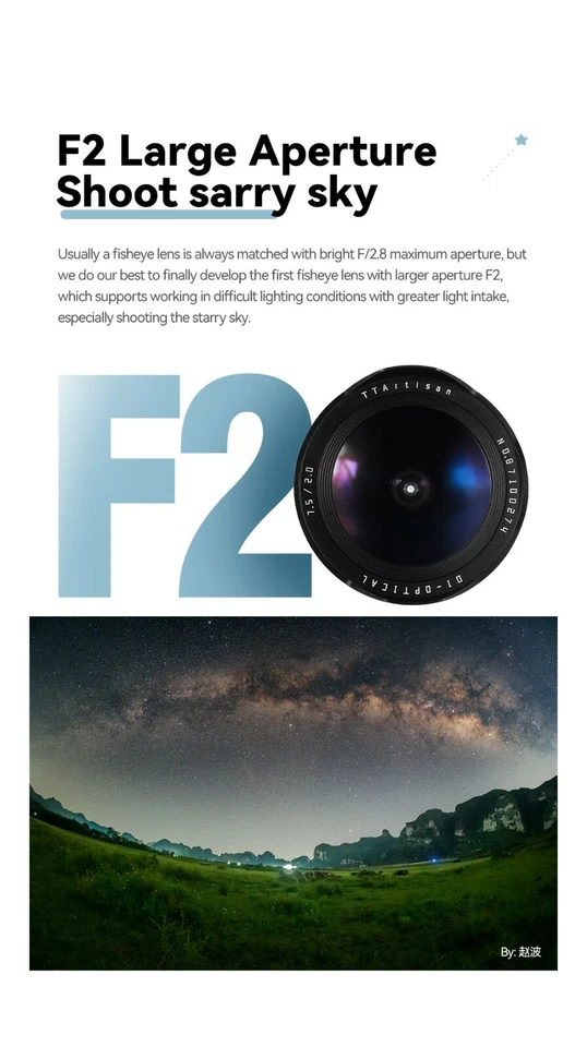 TTartisan 7.5mm F2.0 Fisheye APS-C RF Mount Lens For RF R5 R6 RP R8 Camera - Image 4 of 4